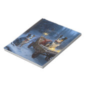 Blauwe Heeler Sneeuwslee Kerstdecoratie Notitieblok (Linkerzijde)