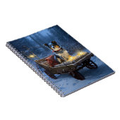 Blauwe Heeler Sneeuwslee Kerstdecoratie Notitieboek (Rechterzijde)