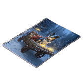 Blauwe Heeler Sneeuwslee Kerstdecoratie Notitieboek (Linkerzijde)