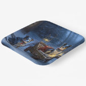 Blauwe Heeler Sneeuwslee Kerstdecoratie Papieren Bordje (Gebogen)