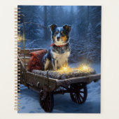 Blauwe Heeler Sneeuwslee Kerstdecoratie Planner (Voorkant)