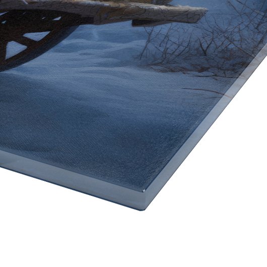 Blauwe Heeler Sneeuwslee Kerstdecoratie Snijplank (Hoek)