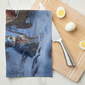 Blauwe Heeler Sneeuwslee Kerstdecoratie Theedoek (Quarter Fold)