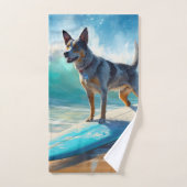 Blauwe Heeler Strand Surfschildering Bad Handdoek (Handdoek)