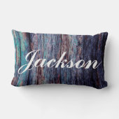 Blauwe heer en mevrouw huwelijkscadeau kussen (Achterkant)