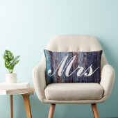 Blauwe heer en mevrouw huwelijkscadeau kussen (Stoel)