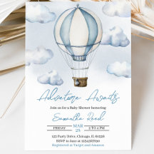 Blauwe Heet Luchtballon Baby Shower