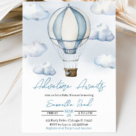 Blauwe Heet Luchtballon Baby Shower Kaart