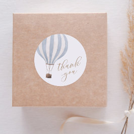 Blauwe Heet Luchtballon Jongen Baby Shower Bedankt Ronde Sticker