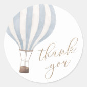 Blauwe Heet Luchtballon Jongen Baby Shower Bedankt Ronde Sticker (Voorkant)