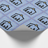 Blauwe Heilige Kerstavond Nativiteit Gift Wrap Cadeaupapier (Hoek)