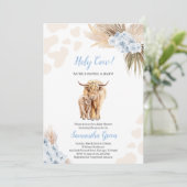 Blauwe Heilige Koe Baby shower Kaart (Staand voorkant)