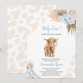 Blauwe Heilige Koe Baby shower Kaart (Voorkant / Achterkant)