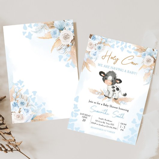 Blauwe Heilige Koe Baby shower Kaart