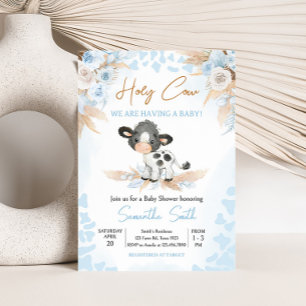 Blauwe Heilige Koe Baby shower Kaart