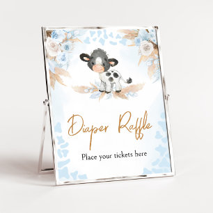 Blauwe Heilige Koe Baby shower Luier Raffle Poster
