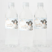 Blauwe Heilige Koe Baby shower Waterfles Etiket (Flessen)