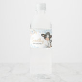 Blauwe Heilige Koe Baby shower Waterfles Etiket (Voorkant)