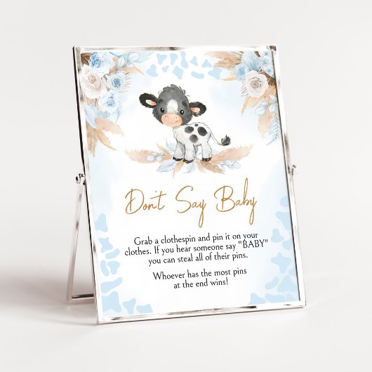 Blauwe Heilige Koe Baby shower zeg geen Baby Poster