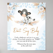 Blauwe Heilige Koe Baby shower zeg geen Baby Poster (Voorkant)