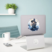 BLAUWE HEKS [3] STICKER (Laptop op bureau)