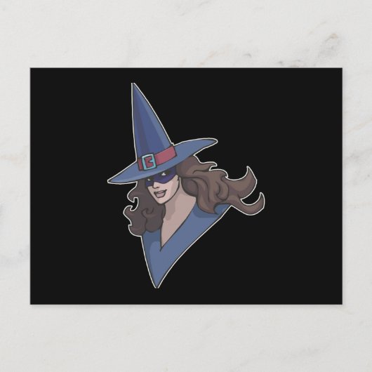 Blauwe heks briefkaart (Voorkant)