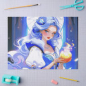 Blauwe Heks Holding Potion Halloween Dagcadeauverp Tissuepapier (Craft)