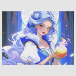 Blauwe Heks Holding Potion Halloween Dagcadeauverp Tissuepapier