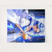 Blauwe Heks Holding Potion Halloween Wall Art Wandkleed (Voorkant (horizontaal))