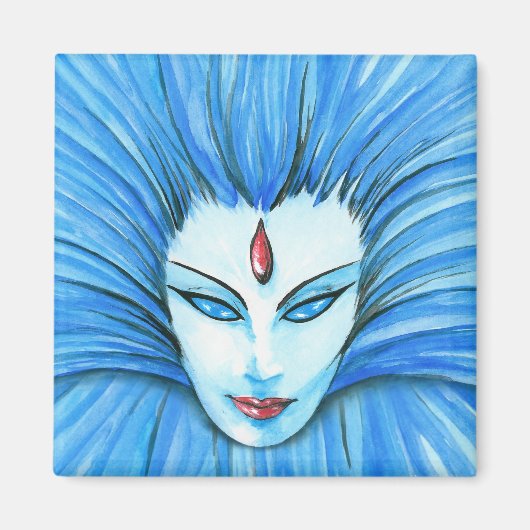 Blauwe heks magneet (Voorkant)