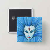 Blauwe heks vierkante button 5,1 cm (Voorkant /achterkant)