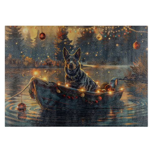 Blauwe Helder Kerstmis Festive Reis Snijplank (Voorkant)