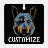 Blauwe heler Australische vee hond aangepaste naam Metalen Ornament (Achterkant)