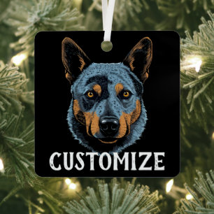 Blauwe heler Australische vee hond aangepaste naam Metalen Ornament