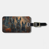 Blauwe heler Halloween nacht Doggy Delight Bagagelabel (Voorkant horizontaal)