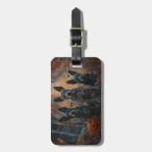 Blauwe heler Halloween nacht Doggy Delight Bagagelabel (Voorkant verticaal)
