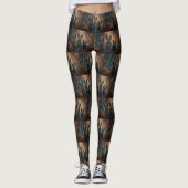 Blauwe heler Halloween nacht Doggy Delight Leggings (Voorkant)