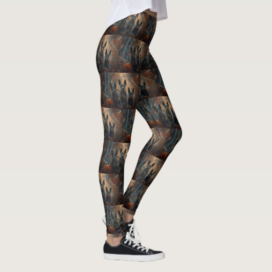 Blauwe heler Halloween nacht Doggy Delight Leggings (Rechts)