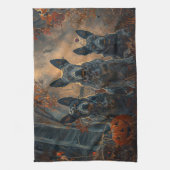 Blauwe heler Halloween nacht Doggy Delight Theedoek (Verticaal)