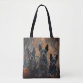 Blauwe heler Halloween nacht Doggy Delight Tote Bag (Voorkant)