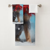 Blauwe heler hond in sneeuw Kerstmis Bad Handdoek (Insitu)