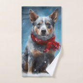 Blauwe heler hond in sneeuw Kerstmis Bad Handdoek (Handdoek)