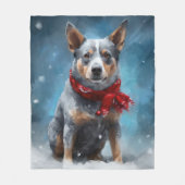 Blauwe heler hond in sneeuw Kerstmis Fleece Deken (Voorkant)