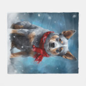 Blauwe heler hond in sneeuw Kerstmis Fleece Deken (Voorkant (Horizontaal))