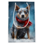 Blauwe heler hond in sneeuw Kerstmis Medium Cadeauzakje (Voorkant)