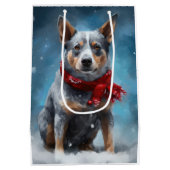 Blauwe heler hond in sneeuw Kerstmis Medium Cadeauzakje (Achterkant)
