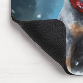 Blauwe heler hond in sneeuw Kerstmis Muismat (Hoek)