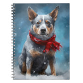 Blauwe heler hond in sneeuw Kerstmis Notitieboek (Voorkant)