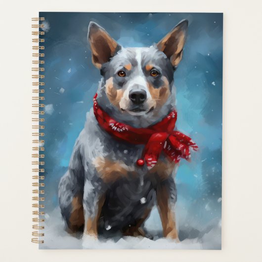 Blauwe heler hond in sneeuw Kerstmis Planner (Voorkant)