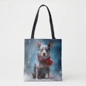 Blauwe heler hond in sneeuw Kerstmis Tote Bag (Voorkant)